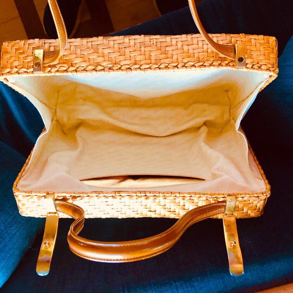 Vintage Rodo Wicker Handbag Rectangular 12x8inches - image 2